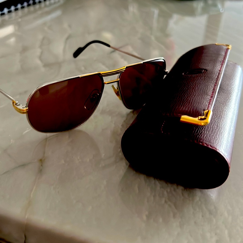 Cartier mens sunglasses 24k plated in perfect condition!